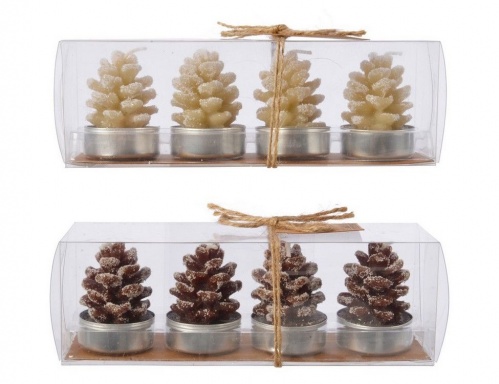 Фигурные свечи "Шишки", 3.5х5.5 см (упаковка 4 шт.), разные модели, Kaemingk