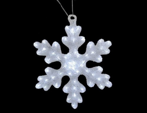 Светодиодное украшение "Снежинка", акрил, 50 холодных белых LED-огней, 42см+5м, уличная, Kaemingk фото 3