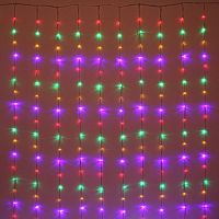 Гирлянда занавес на окно ВОДОПАД, 3х2.5 м, 360 разноцветных LED-огней, прозрачный ПВХ, контроллер, IP20, Serpantin