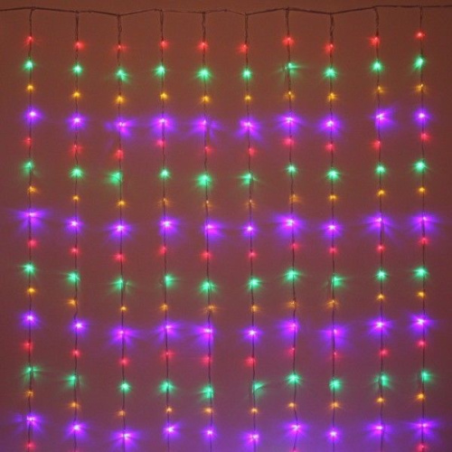 Гирлянда занавес на окно ВОДОПАД, 3х2.5 м, 360 разноцветных LED-огней, прозрачный ПВХ, контроллер, IP20, Serpantin