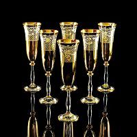 VITTORIA Бокал для шампанского, набор 6 шт, хрусталь/декор золото 24К