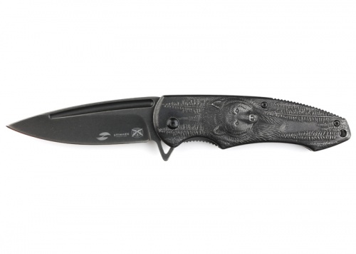 Нож Stinger, 82 мм, чёрный с медведем