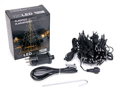 Гирлянда ЗВЁЗДНАЯ ЁЛОЧКА, 192 тёплых белых LED-огня, для улицы, 208 см, провод черный PVC, Koopman International фото 5