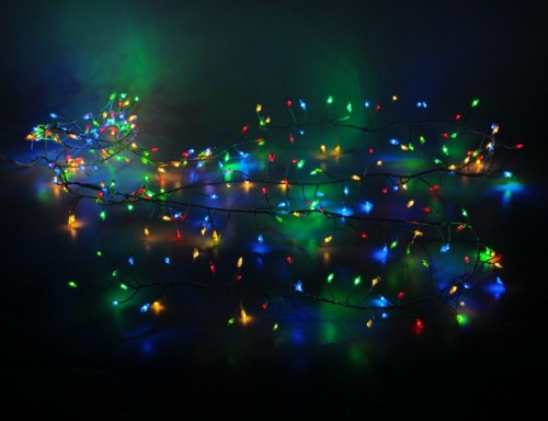 Светодиодная гирлянда "Роса объемная", разноцветные микро LED-лампы, контроллер, проволока, уличная, Kaemingk