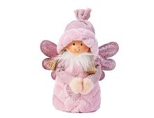 Ёлочная игрушка РОЗОВЫЙ АНГЕЛОЧЕК, плюшевый костюм, текстиль, 18 см, Kaemingk (Decoris)