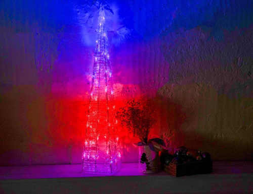 Светящаяся фигура ЁЛКА 'ОЖИВШАЯ РАДУГА', акриловые нити, 50 RGB LED-огней, меняющих цвета, 90 см, уличная, Kaemingk