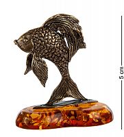 AM- 324 Фигурка "Золотая рыбка" (латунь, янтарь)