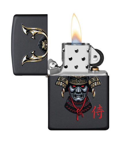 Зажигалка Zippo Samurai Helmet Design, покрытие Black Matte, латунь/сталь, чёрная, матовая фото 5