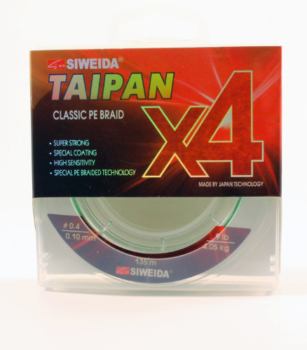 Леска плетеная Siweida Taipan Classic PE Braid X4 135м светло-зеленая