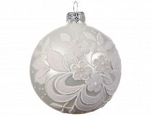 Набор стеклянных шаров "Снежный сад", белые, 8 см (6 шт.), Kaemingk