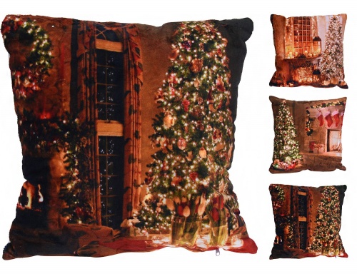 Светящаяся подушка "Рождественский уют", 4 LED-огня, 40х40 см, таймер, батарейки, Koopman International фото 2