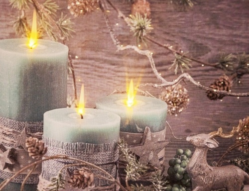 Светящееся панно "Ипровизация со свечами - свечи", 3 экстра-тёплых белых LED-огня, 28х38 см, батарейки, Kaemingk фото 2
