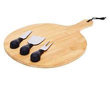 Набор для сырной тарелки ТАВОЛА (бамбуковая доска и 3 ножа), 25х38 см, Koopman International