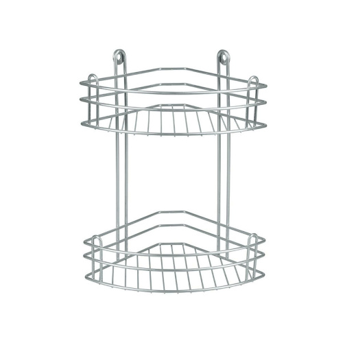 RUS-385020-2 Zn Полка для ванной 2-ярусная угловая фото 3