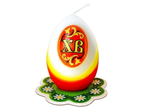 Пасхальная свеча-яйцо "ХВ", 4х6 см, Омский Свечной