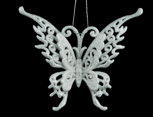 Ёлочное украшение "Бабочка", акрил, белая, 15 см, Crystal deco фото 2