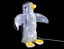 Светящаяся фигурка "Гостеприимный пингвин", цветной акрил, 20 холодных белых LED огней, 32 см, уличный, Kaemingk