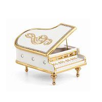 EMOZIONI Шкатулка рояль 28х20 см, керамика, цвет белый, декор золото, swarovski