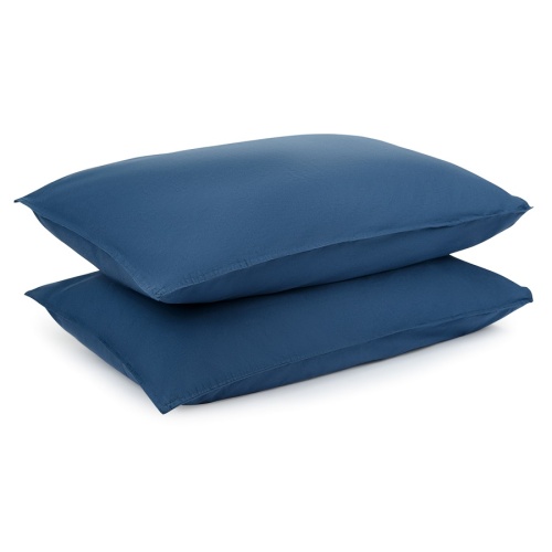Комплект постельного белья полутораспальный темно-синего цвета из органического стираного хлопка из коллекции essential фото 4