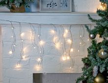 Светодиодная гирлянда длинная БАХРОМА ICICLE, 1000 тёплых белых LED-огней, 25х0.5+1.5 м, коннектор, прозрачный ПВХ, уличная, SNOWHOUSE