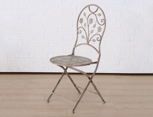 Комплект кованой садовой мебели ФЛОРИС (стол и два стула), бежевый, Boltze фото 2