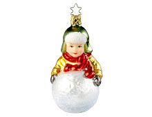 Ёлочная игрушка 'ПОРА ЛЕПИТЬ СНЕГОВИКА!', стекло, 11 см, Inge Glas