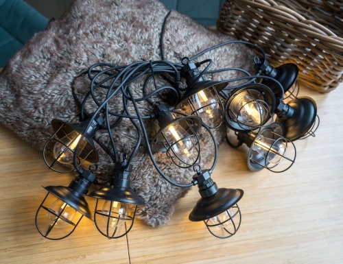 Гирлянда из лампочек ДАЧНОЕ РЕТРО, 10 тёплых белых LED-огней, 4.5+5 м, чёрный провод, коннектор, Kaemingk фото 5