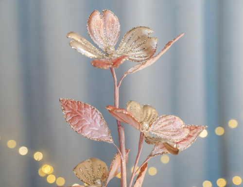 Декоративная ветка ВОЛШЕБНАЯ МАГНОЛИЯ, светло-розовая, текстиль, 64 см, Winter Deco фото 2