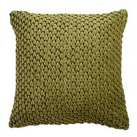 Подушка декоративная стеганая из хлопкового бархата оливкового цвета essential, 45х45 см