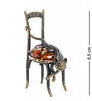 AM- 365 Фигурка "Кот на стуле" (латунь, янтарь)