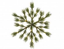 Хвойная композиция "Снежинка - сосновые кисточки", 20 прозрачных огней, литая хвоя  (100% PE), 39 см, Kaemingk