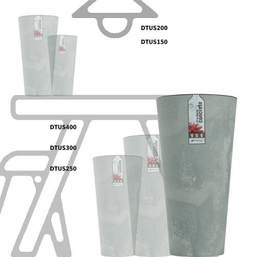 Кашпо для цветов Prosperplast Tubus Slim Beton 64+35л, бетон фото 7