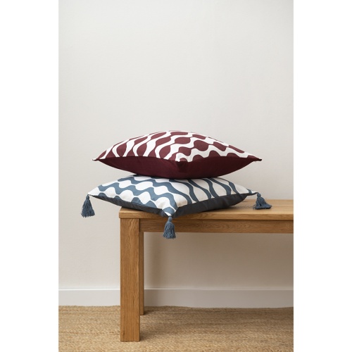 Чехол для подушки traffic с кисточками серо-синего цвета из коллекции cuts&pieces, 45х45 см фото 10
