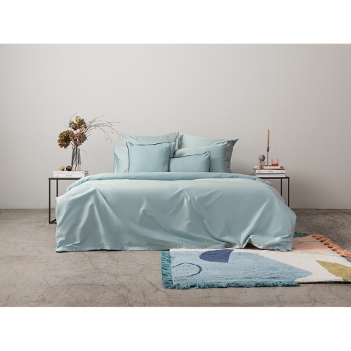 Комплект постельного белья двуспальный из сатина голубого цвета из коллекции essential фото 6