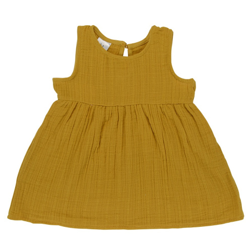 Платье без рукава из хлопкового муслина горчичного цвета из коллекции essential