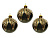 Набор стеклянных ёлочных шаров ЛАК НУАР с листьями, чёрный, 8 см (упаковка 3 шт.), Kaemingk (Decoris)