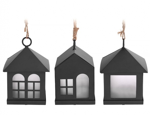 Светящееся украшение "Домик для огонька" чёрный, 1 тёплый белый LED-огонь, 6х8 см, разные модели, Koopman International фото 2