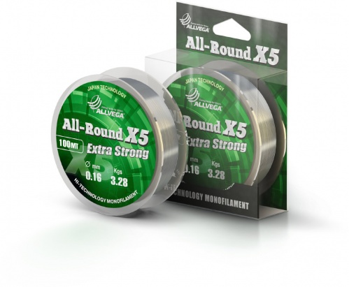 Леска Allvega All-Round X5 100м 0.16мм (3,28кг) прозрачная