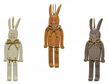Пасхальное украшение "Винтажный кролик", дерево, 1.5x6.5x17.5 см, разные модели, Kaemingk