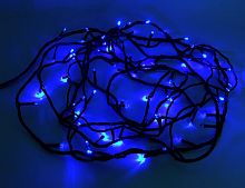 Мультифункциональная нить "Стринг лайт", 77 синих LED-огней, 6,5+2 м, 24V, контроллер, уличная, черный провод, МАЯК LED Lighting