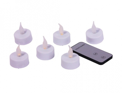 Свечи чайные "Классические", мерцающие, с тёплыми белыми LED-огнями, белые, набор 10 шт., батарейки, ПДУ, Koopman International фото 2