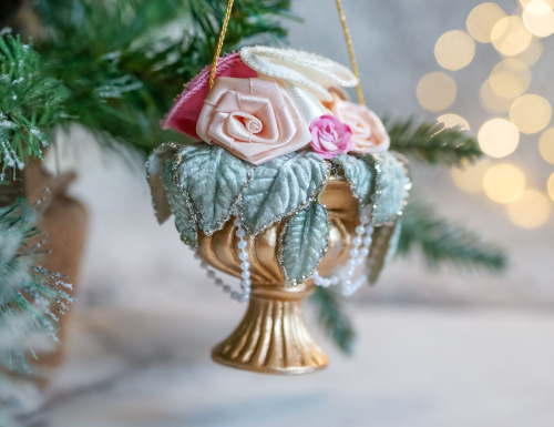Ёлочное украшение РОЗА ДЭЙЛ, полистоун, текстиль, 14 см, Winter Deco