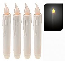 Свечи "Столовые" с LED-огнями высокие, белые, набор, батарейки, Koopman International