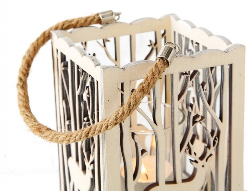 Подсвечник фонарик под чайную свечу "Оленья коробочка", дерево, 10х10х14 см, разные модели, Boltze фото 6