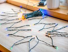 Садовая гирлянда Solar НИТЬ на солнечной батарее, 100 разноцветных LED-огней, 10+2 м, чёрный провод, уличная, Koopman International