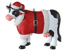 Ёлочная игрушка "Новогодняя коровка", полистоун, 10.5 см, Kurts Adler