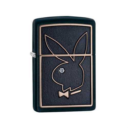 Зажигалка ZIPPO Playboy с покрытием Black Matte, латунь/сталь, чёрная, матовая, 36x12x56 мм, 28816