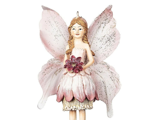 Елочная игрушка ЭЛЬФ С ЦВЕТКОМ малым, полистоун, 11 см, подвеска, Goodwill