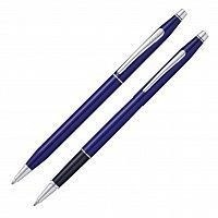 Набор подарочный Cross Classic Century - Translucent Blue Lacquer, шариковая ручка + ручка-роллер