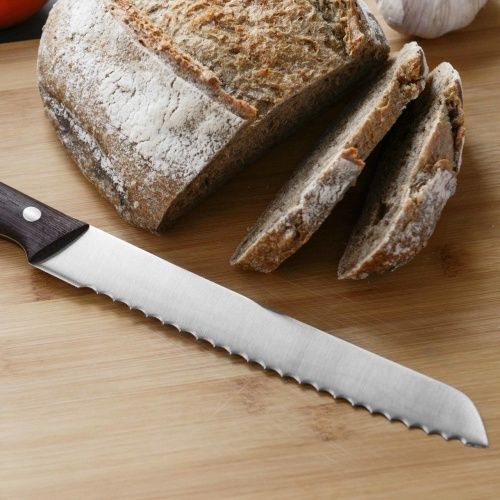 Нож для хлеба с рукоятью из темного дерева 20см фото 2